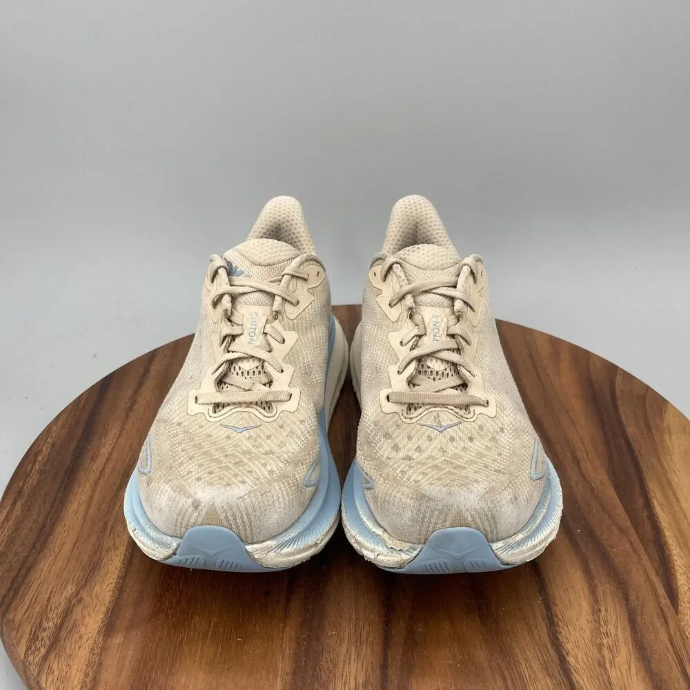 Hoka One One Clifton 9 Shoes Mens Size 10 D Beige Running Comfort Walking Gym